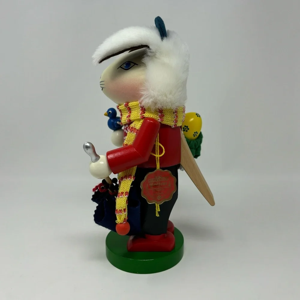 Steinbach German Wooden Nutcracker CHUBBY HAPPY RABBIT Easter Blue Umbrella